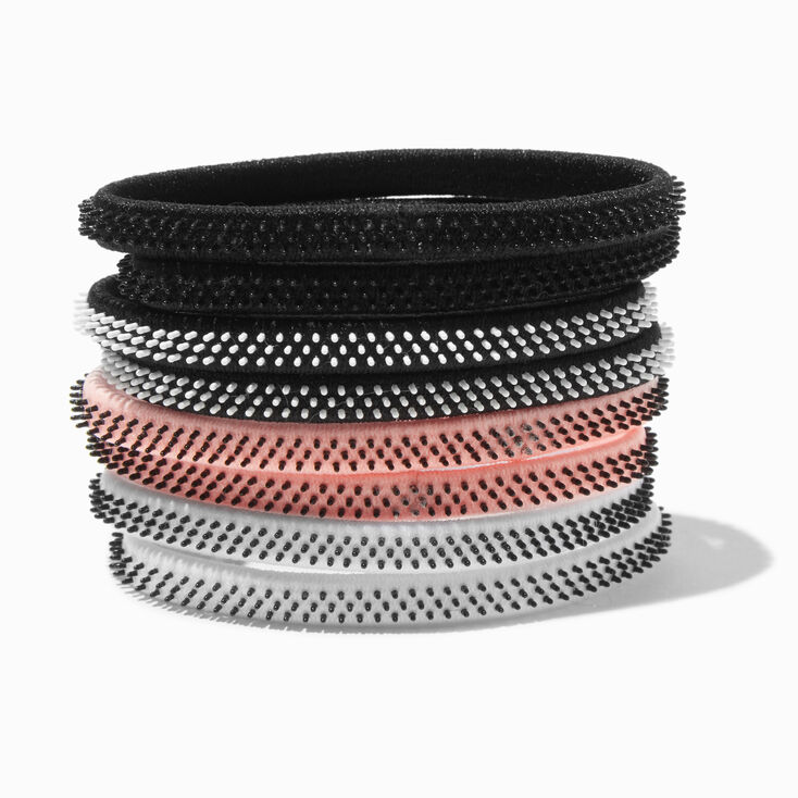 Coral Mixed Rubber Grip Athletic Hair Ties - 8 Pack,