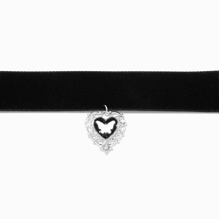 Black Butterfly Heart Choker Necklace,