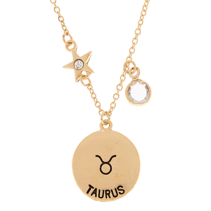Gold Zodiac Pendant Necklace - Taurus,