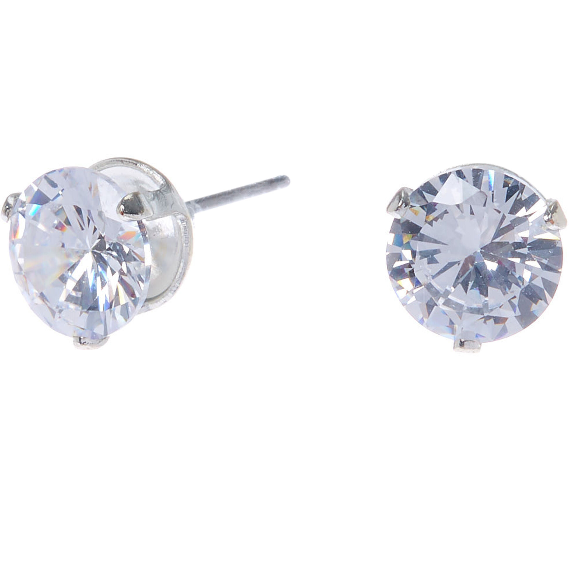 View Claires Tone Cubic Zirconia Round Stud Earrings 7MM Silver information