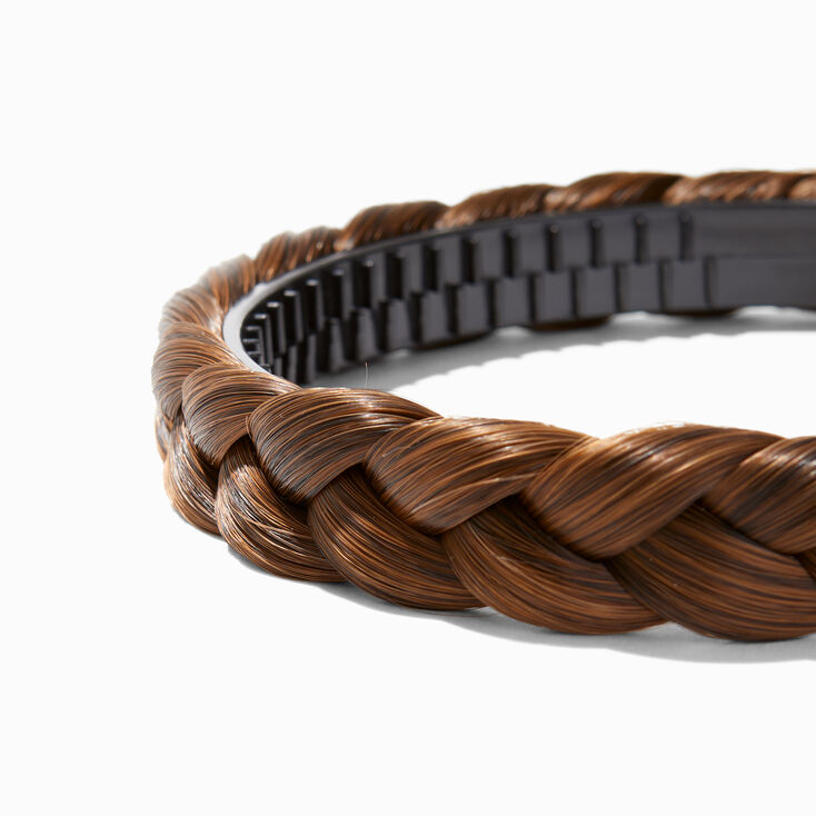 Brunette Faux Hair Braided Headband,