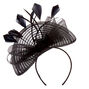 Bibi chapeau avec n&oelig;ud et plumes de grande taille - Noir,
