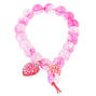 Cracked Pink Bead Stretch Bracelet with Heart Charm,