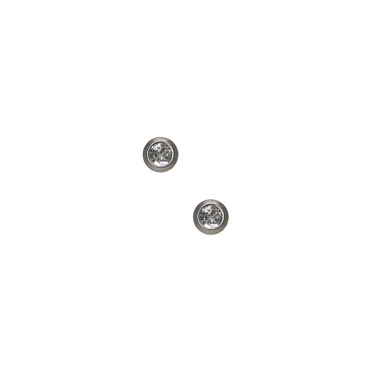 Titanium 3mm Bezel Crystal Studs Ear Piercing Kit with After Care Lotion,