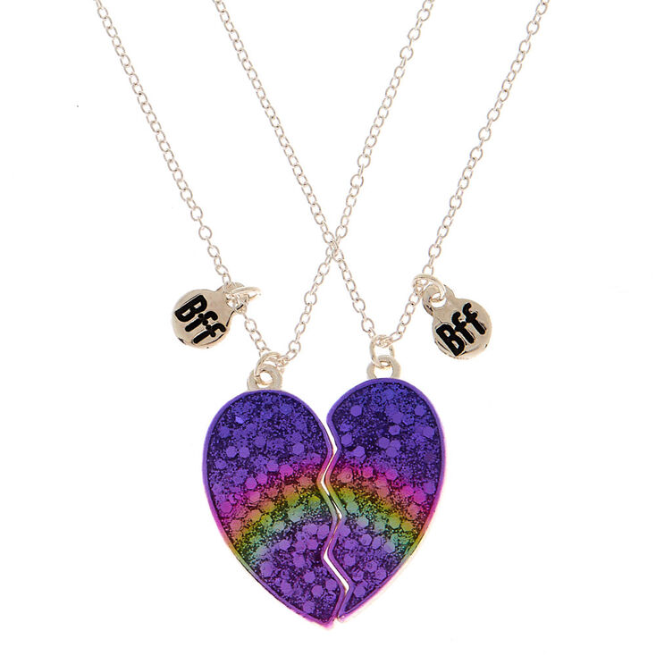 Best Friends Rainbow Glitter Pendant Necklaces - 2 Pack | Claire's US
