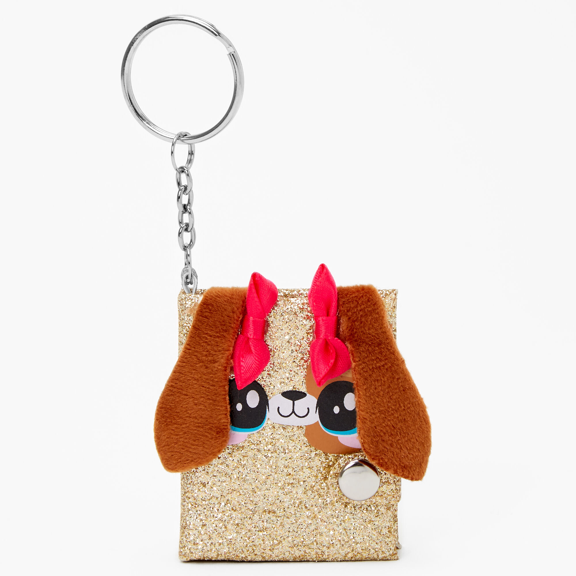 Claire's Porte-clés mini journal chiot à paillettes - Couleur dorée