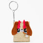 Glitter Puppy Mini Diary Keychain - Gold,