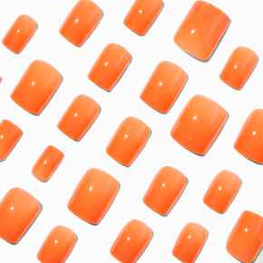 Orange Glossy Medium Square Vegan Faux Nail Set - 24 Pack,