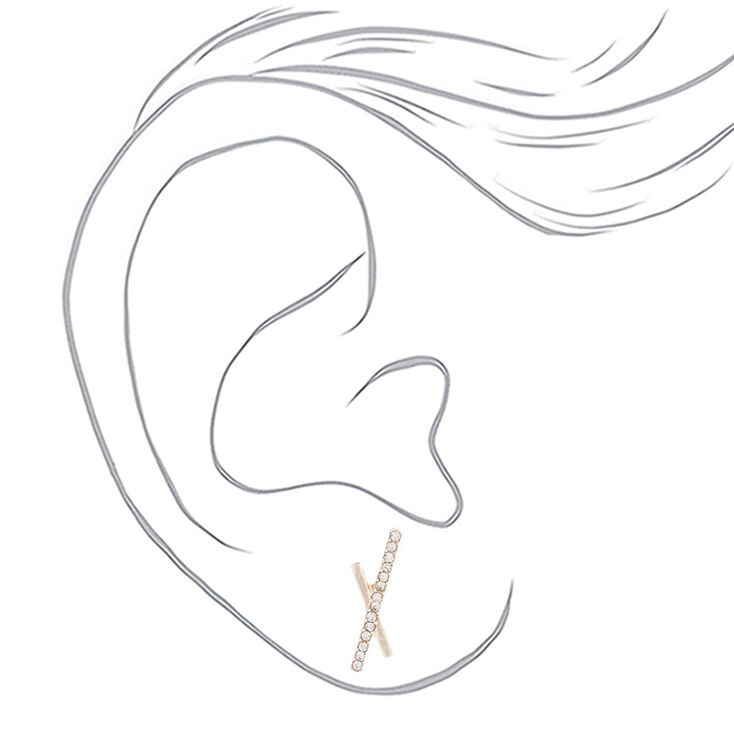 Rose Gold Bar Stud Earrings - 3 Pack,