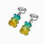 Green &amp; Yellow Ombre Glitter Gummy Bear 0.5&quot; Clip-On Drop Earrings,