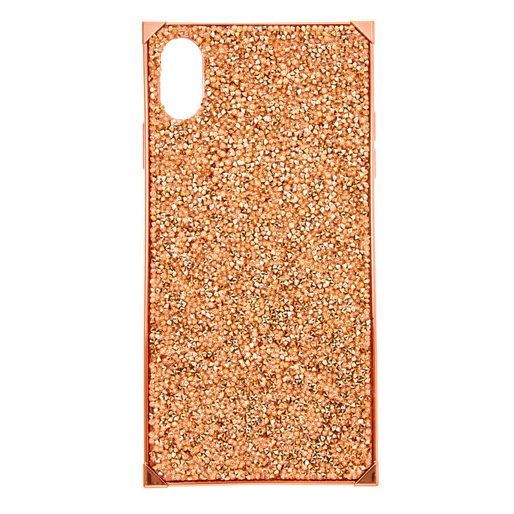 Rose Gold Glitter Square Phone Case - Fits iPhone XS Max,