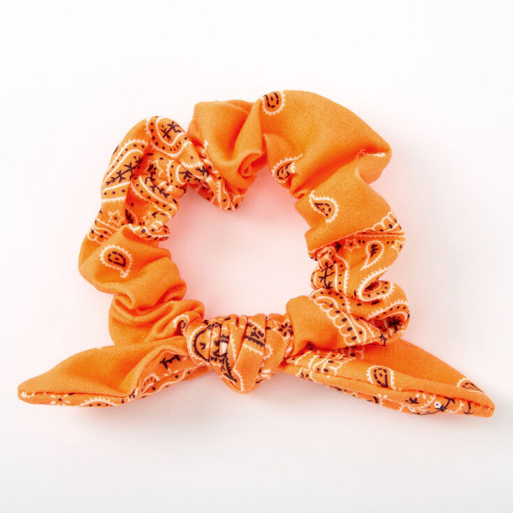 Claire's Chouchou bandana à nœud noué - Orange fluo