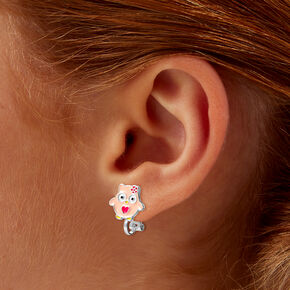 Clous d&#39;oreilles &agrave; clip en forme de chouette avec un c&oelig;ur,