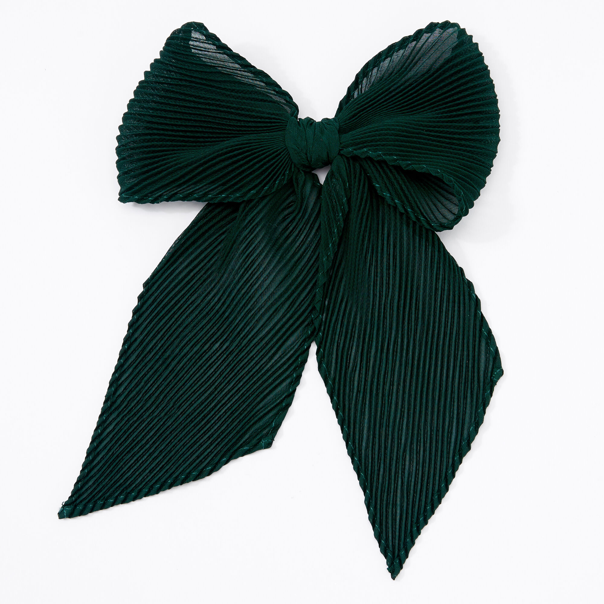 View Claires Pleated Chiffon Hair Bow Clip Emerald information