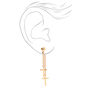 Gold 2&quot; Double Cross Front and Back Drop Earrings,