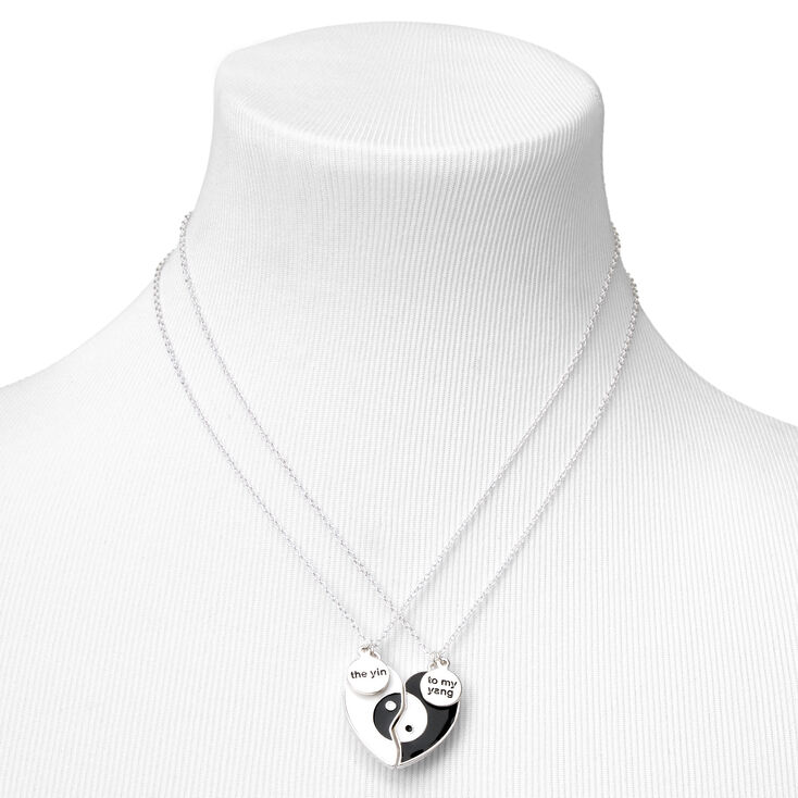 Best Friends Yin &amp; Yang Split Heart Pendant Necklaces - 2 Pack,