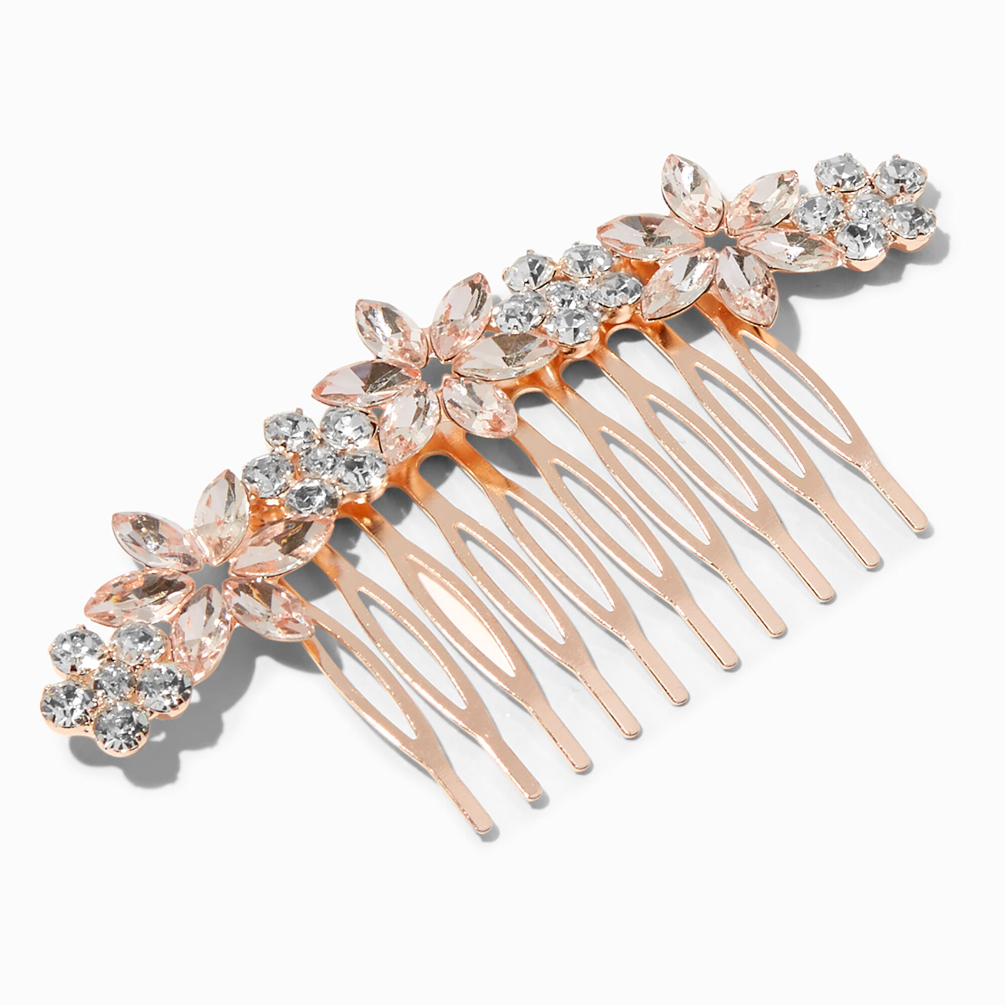 View Claires Rose Daisy Rhinestone Hair Comb Gold information