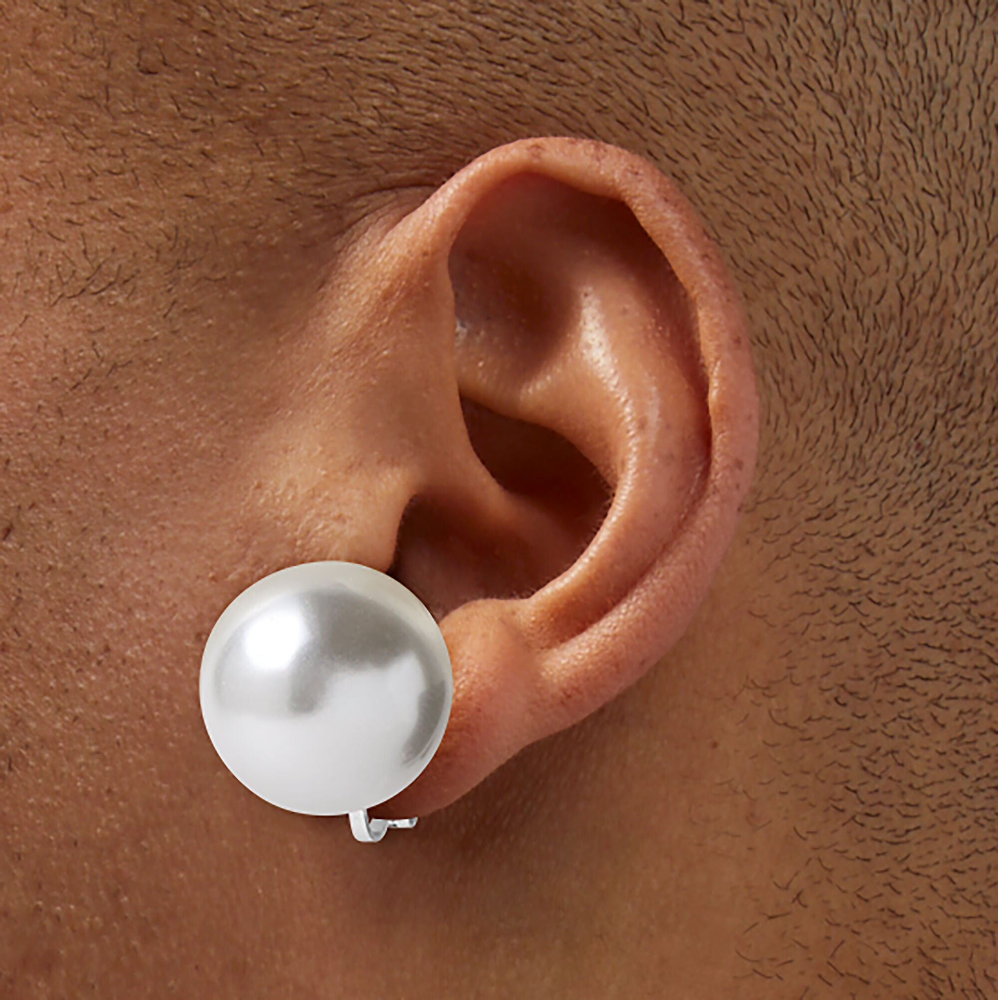 Silver-tone 20MM Pearl Clip-On Earrings,