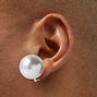 Silver-tone 20MM Pearl Clip-On Earrings,