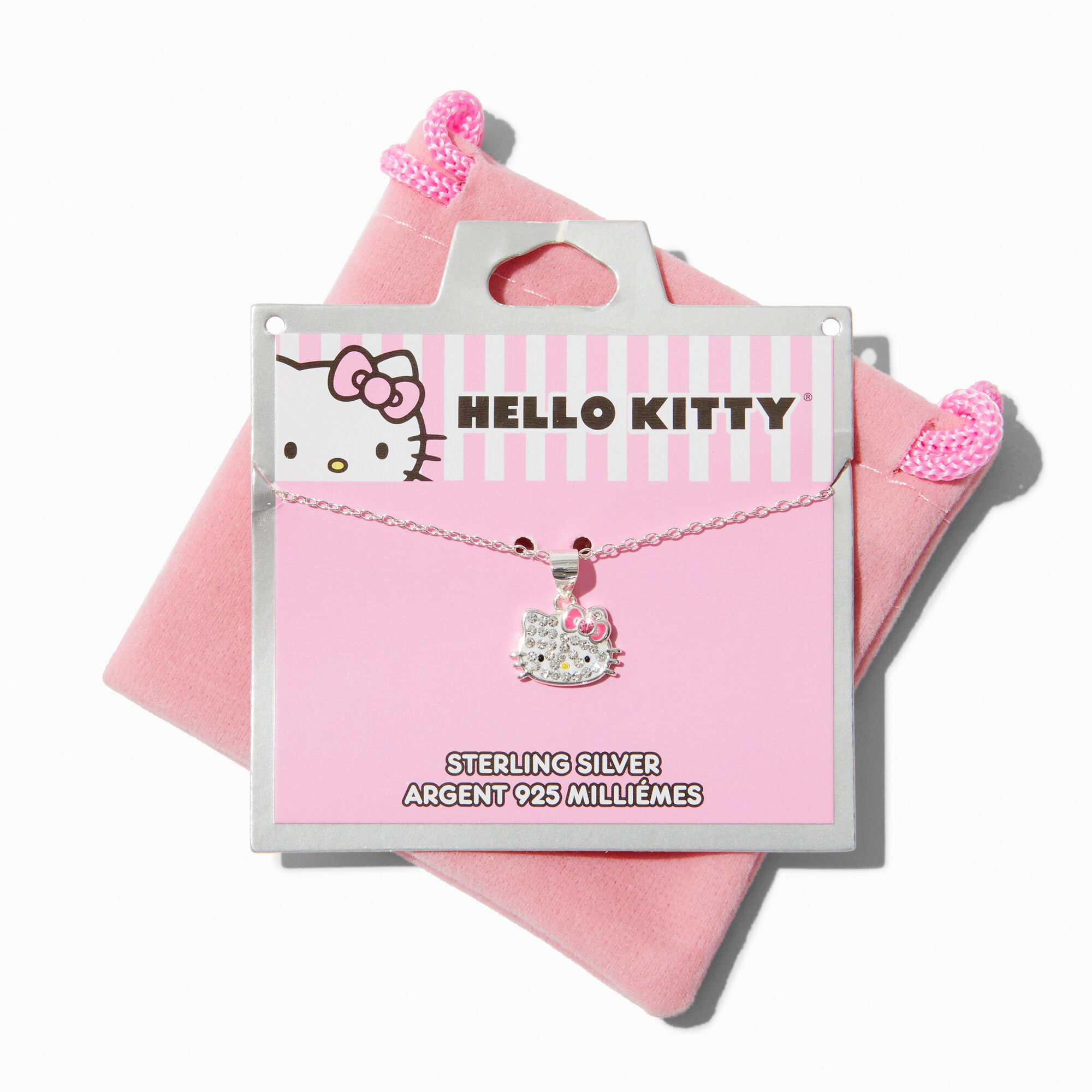 Hello Kitty Crystal Sterling Silver Pendant Necklace Claire s US