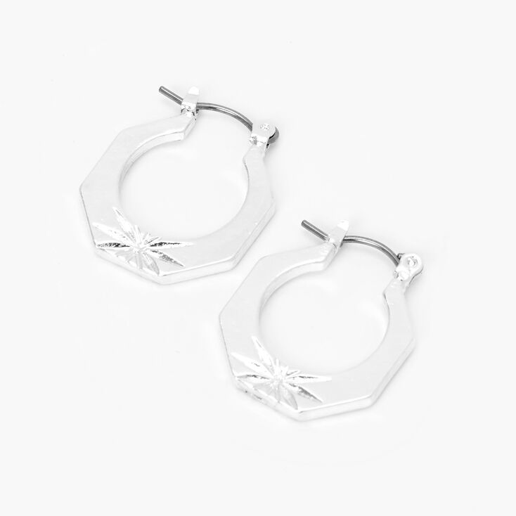 Silver 15MM Snap Hinge Hoop Earrings,