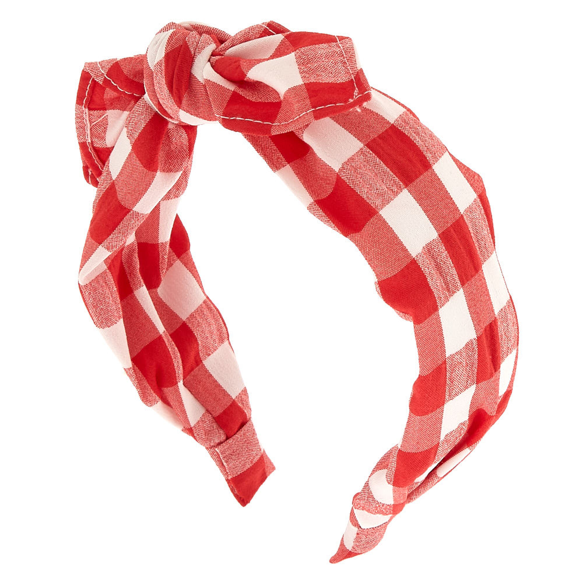 Claire's Serre-tête vichy avec nœud noué - Rouge