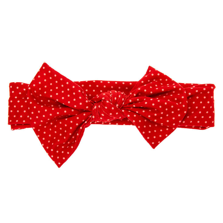 Claire&#39;s Club Knotted Bow Polka Dot Headwrap - Red,