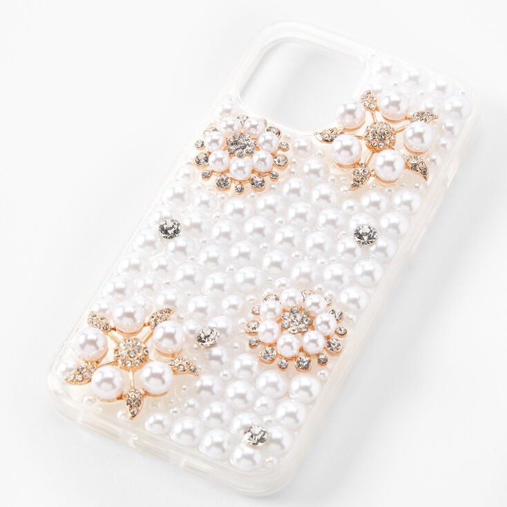 Crystal &amp; Pearl Flowers Bling Phone Case - Fits iPhone&reg; 12 Pro Max,