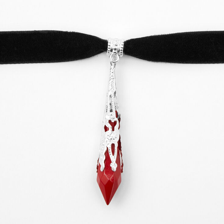 Blood Drop Choker Necklace - Black,