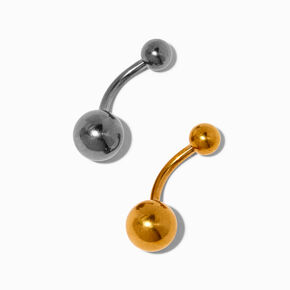 Mixed Metal Titanium 14G Belly Bars - 2 Pack ,
