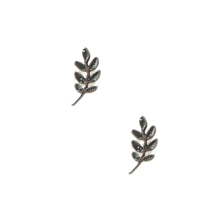Sterling Silver 10MM Leaf Stud Earrings,
