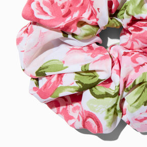 Giant Pink Rose Print Hair Scrunchie,