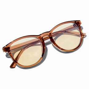 Solar Blue Light Reducing Crystal Brown Oval Clear Lens Frames,