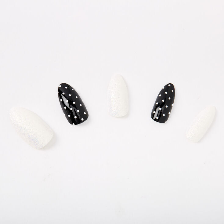 Claire's Faux ongles stiletto strass et pois - Lot de 24