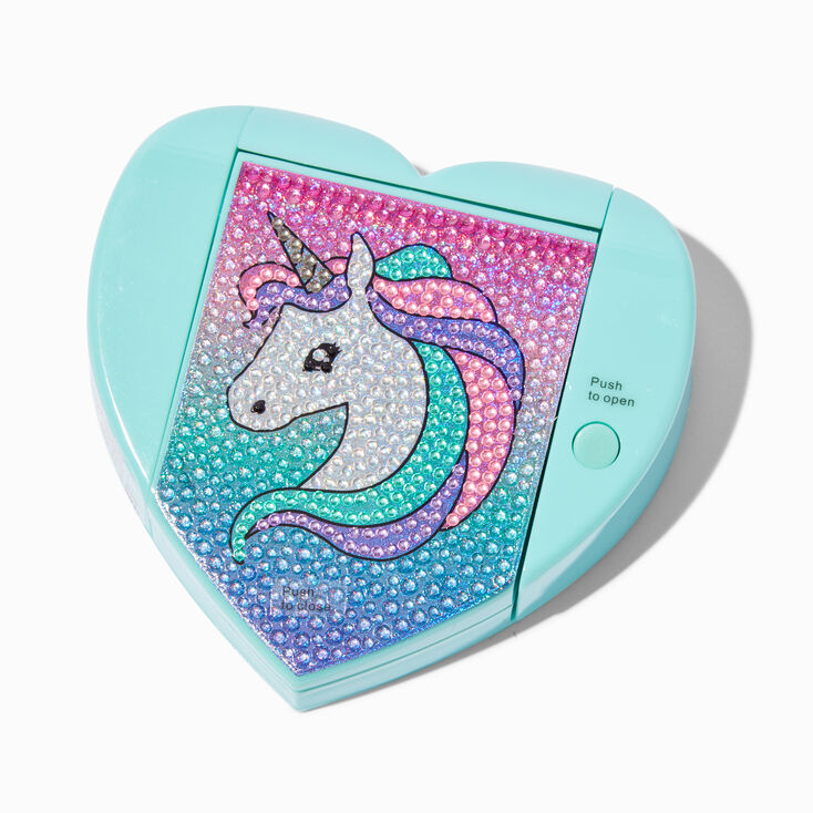 Claire&#39;s Club Teal Unicorn Bling Heart Mechanical Lip Gloss Set,