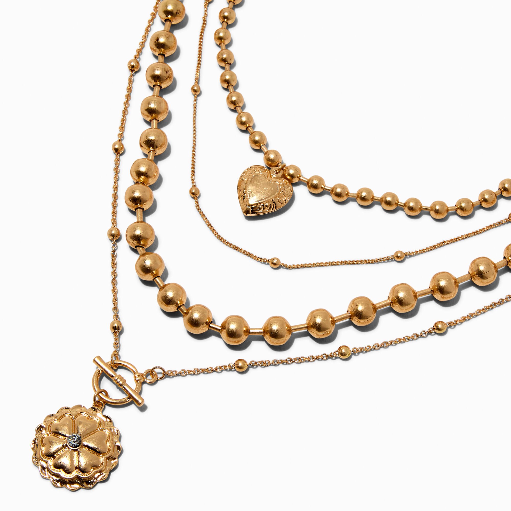 Gold-tone Four Layer Multi-Strand Necklace,