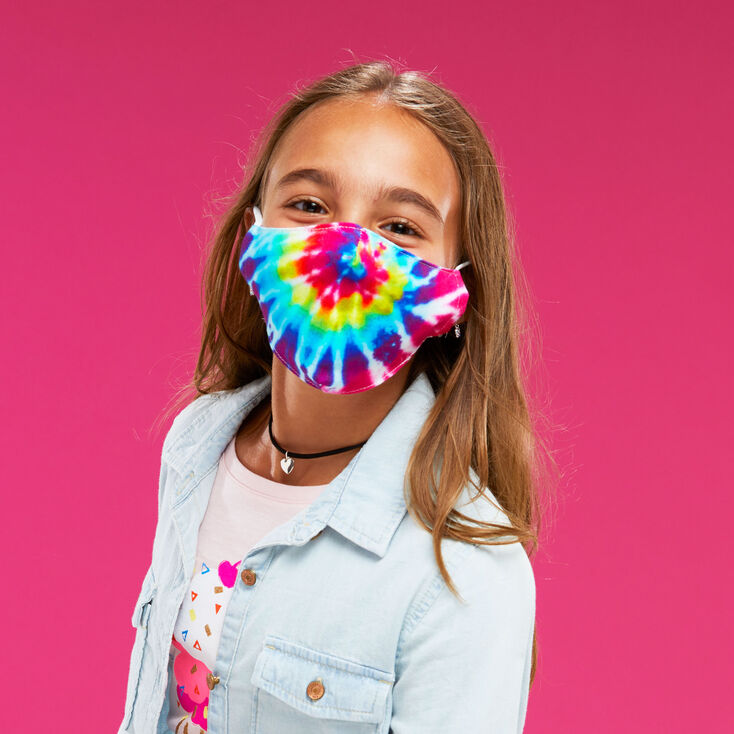 Cotton Rainbow Tie Dye Face Mask - Child Medium/Large,