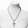 Silver-tone Crystal Cross Necklace,