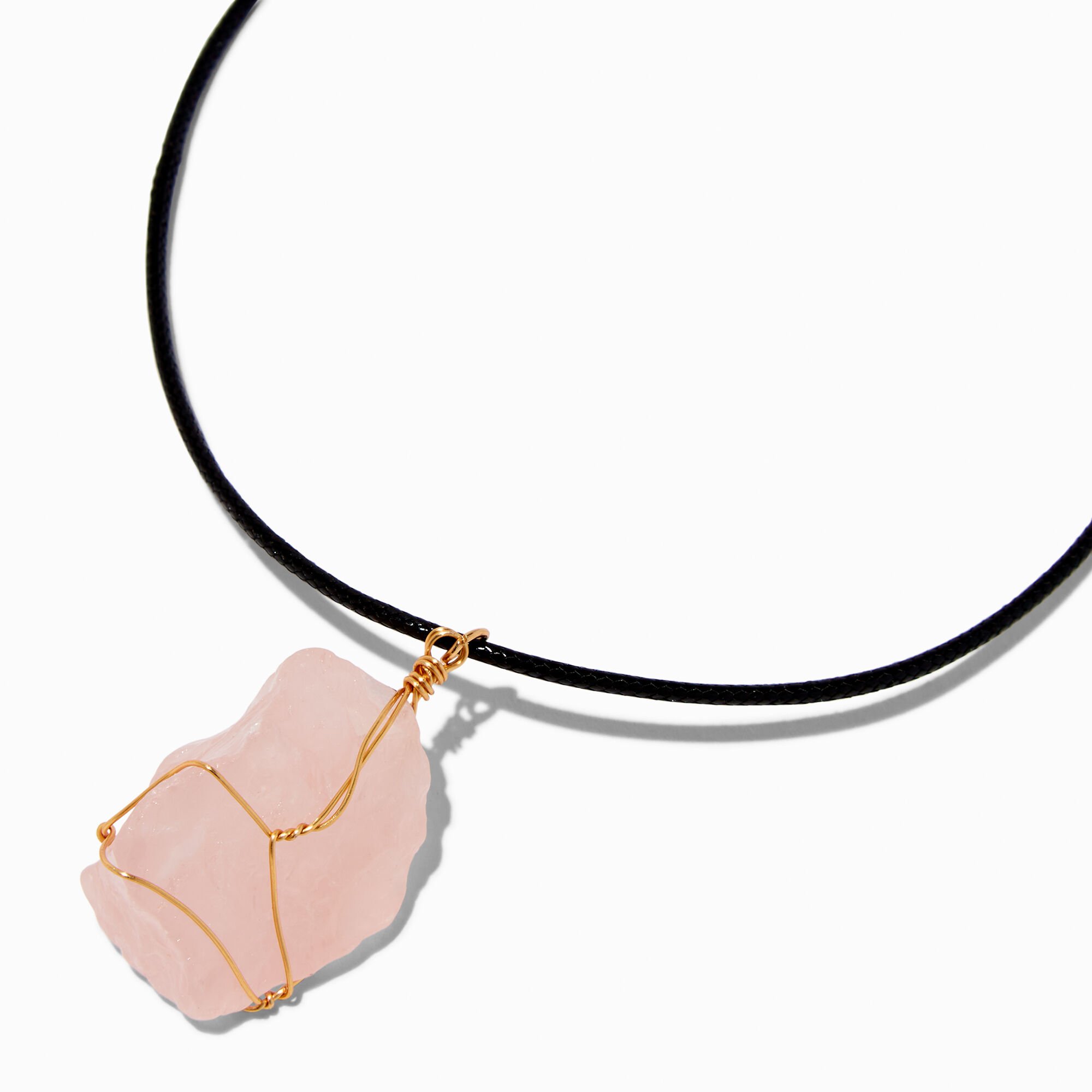 Wire-Wrapped Pink Crystal Pendant Necklace