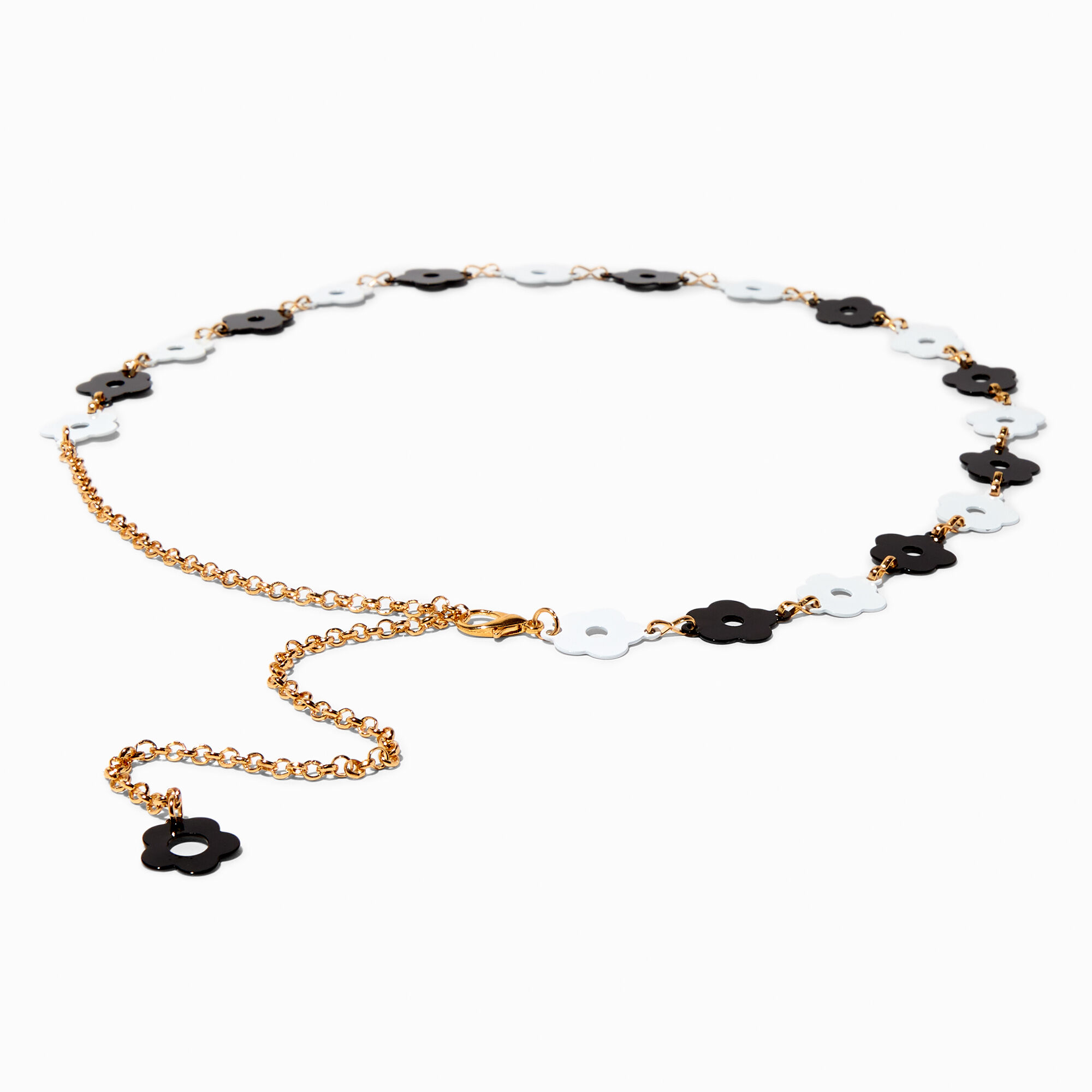 Black & White Daisy Chain Link Belt,