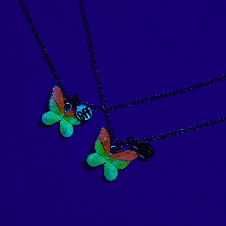 Best Friends Glow In the Dark Butterfly Pendant Necklaces - 2 Pack,