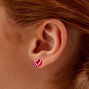 Red &amp; Pink Tie Dye Heart Stud Earrings,