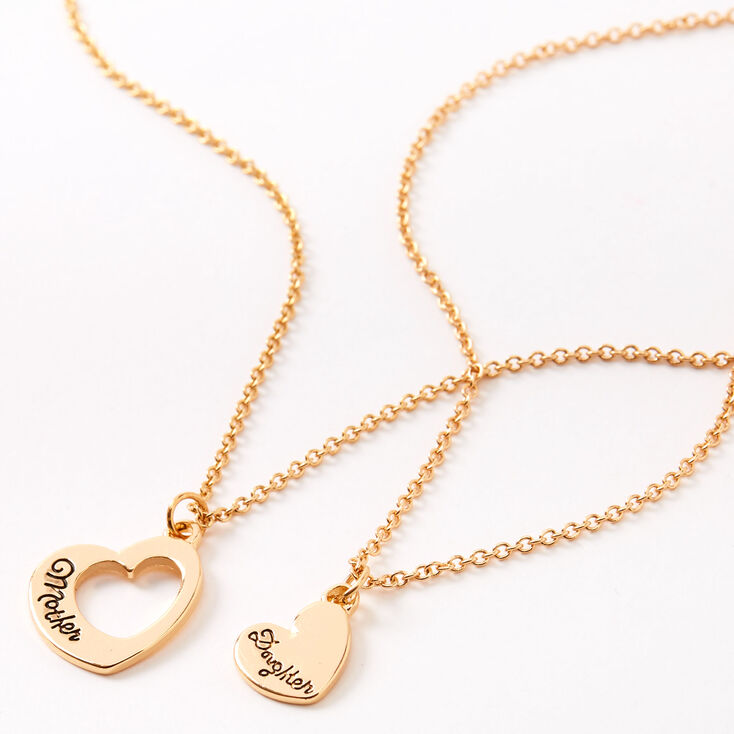 Gold Mother Daughter Cut Out Heart Pendant Necklaces - 2 Pack | Claire's US