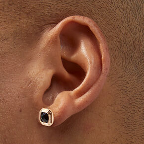 Clous d&rsquo;oreilles couleur dor&eacute;e vintage g&eacute;om&eacute;triques noirs,