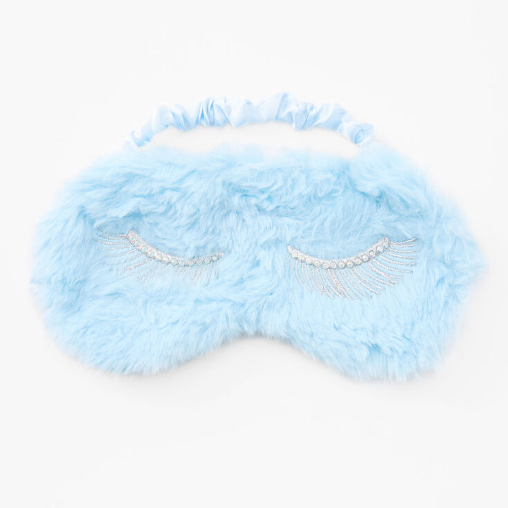 Eyelash Faux Fur Sleeping Mask - Blue,