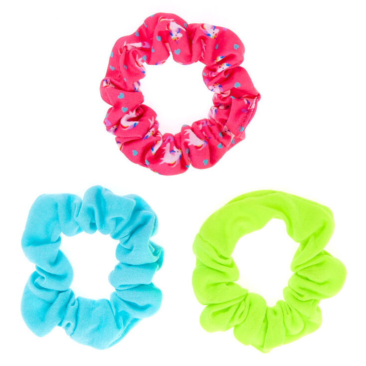 Claire&#39;s Club Small Neon Unicorn Hair Scrunchies - 3 Pack,