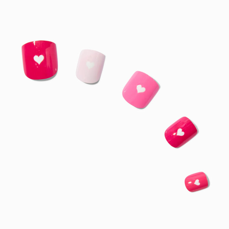 Red &amp; Pink Heart Square Press On Vegan Faux Nail Set - 24 Pack,