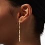 Gold-tone Beaten 3&quot; Linear Stick Drop Earrings,
