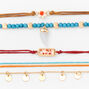Bracelets en cordon et cha&icirc;ne de style antique boh&egrave;me couleur dor&eacute;e - Lot de 5,