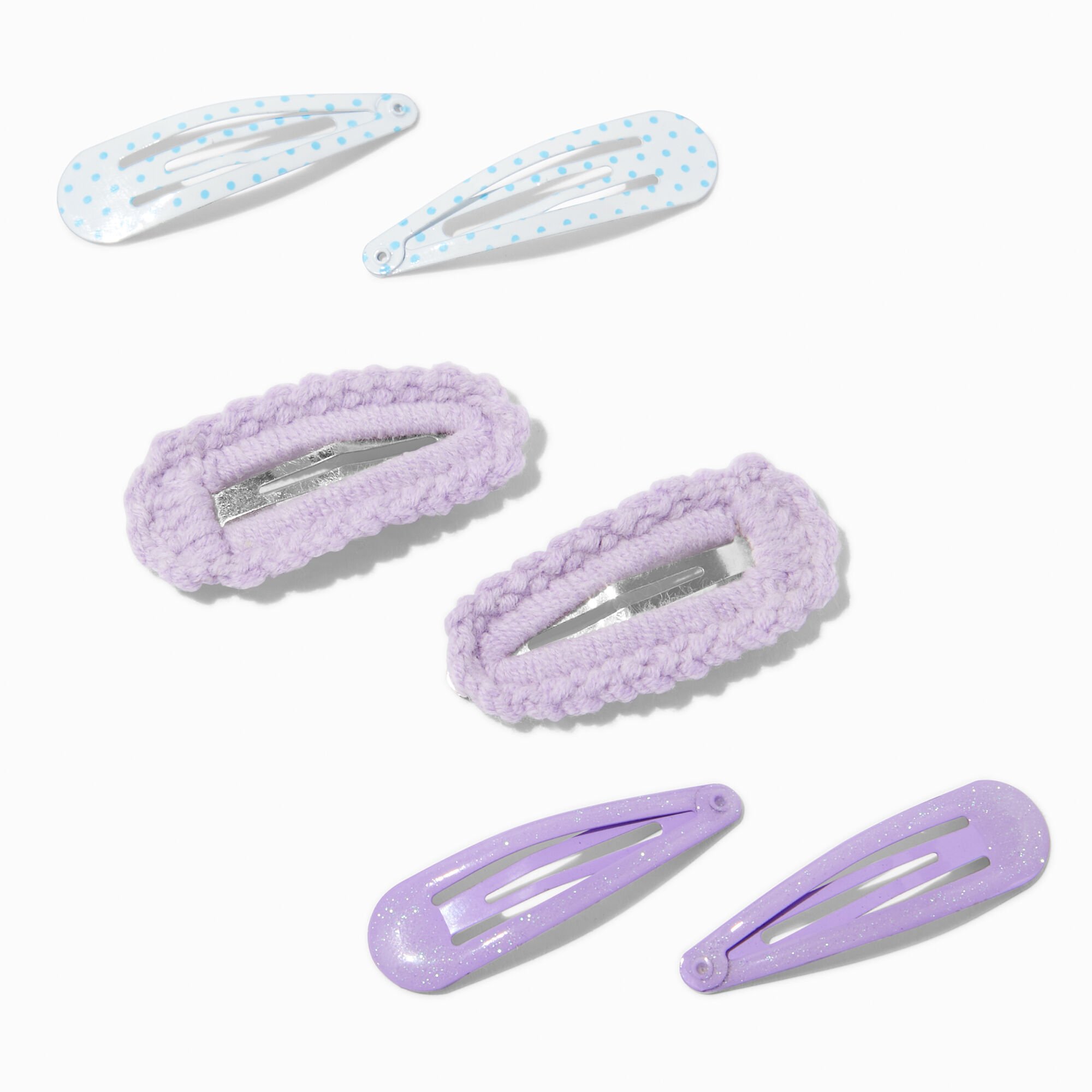 Claire's Club Purple Mixed Snap Hair Clips - 6 Pack,